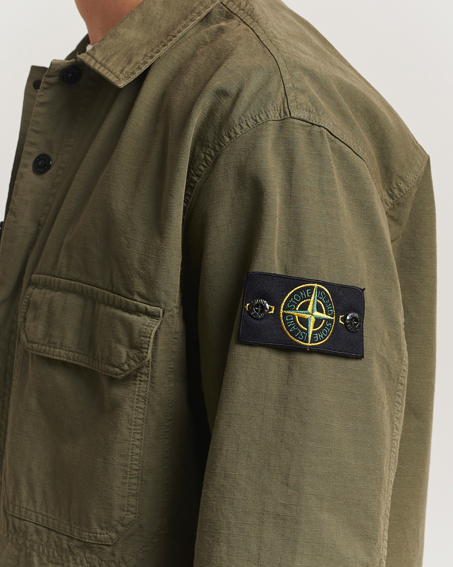 Men | Shirts | Stone Island | Organic Cotton Ripstop Overshirt Military Green