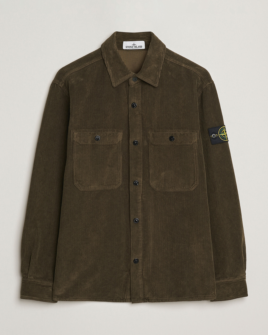 Men | Shirts | Stone Island | Organic Cotton Cord Overshirt Military Green