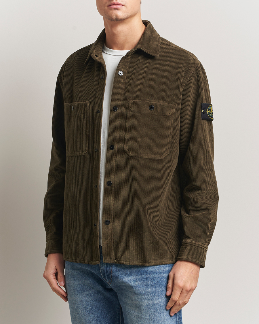 Men | Shirts | Stone Island | Organic Cotton Cord Overshirt Military Green