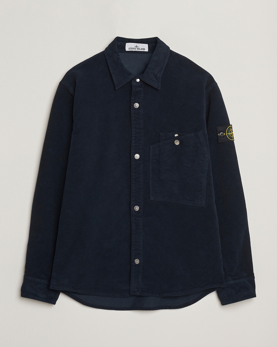 Stone Island Cotton Moleskin Overshirt Navy at CareOfCarl.com