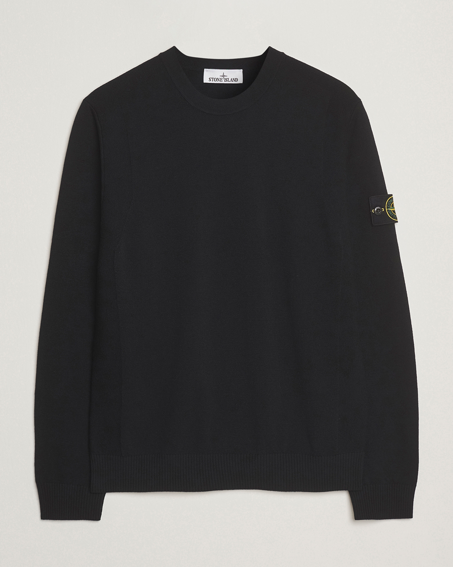 Men | Sweaters & Knitwear | Stone Island | Stretch Wool Knitted Jumper Black
