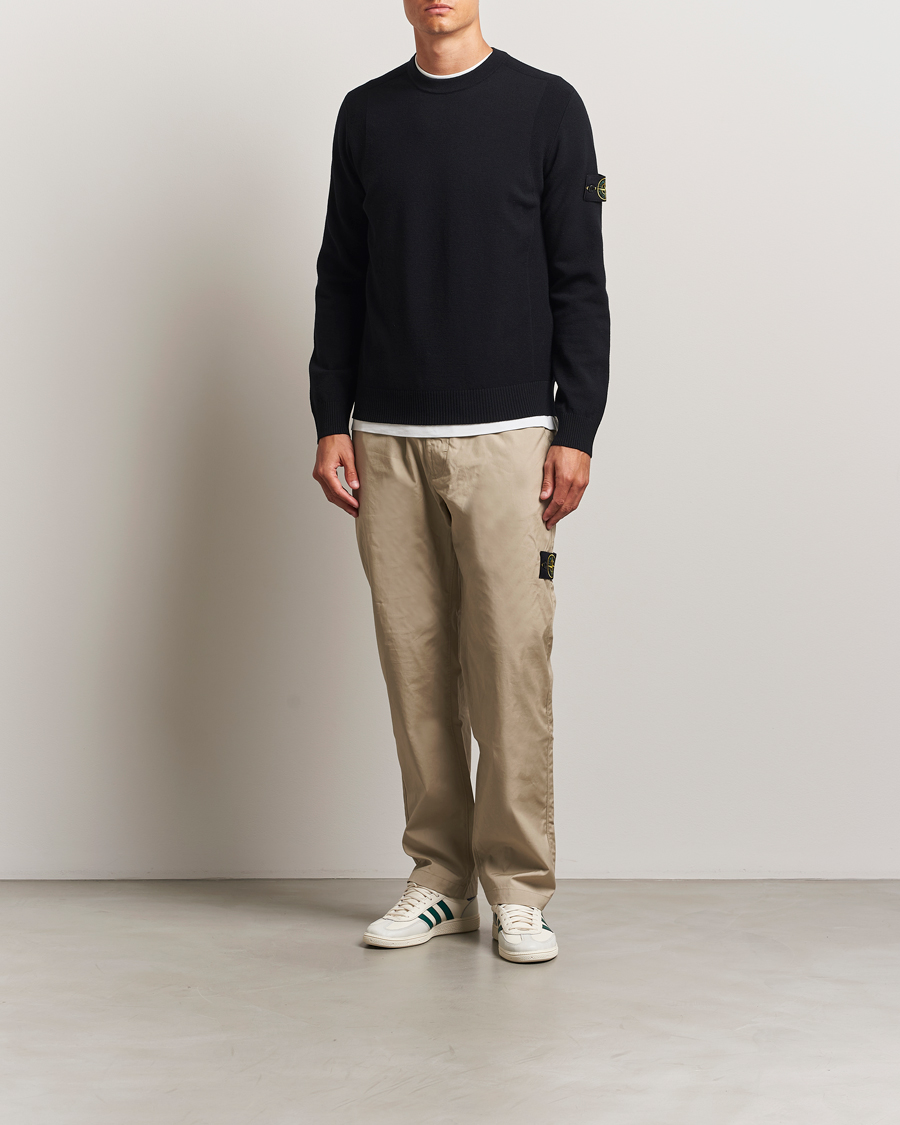 Men | Sweaters & Knitwear | Stone Island | Stretch Wool Knitted Jumper Black