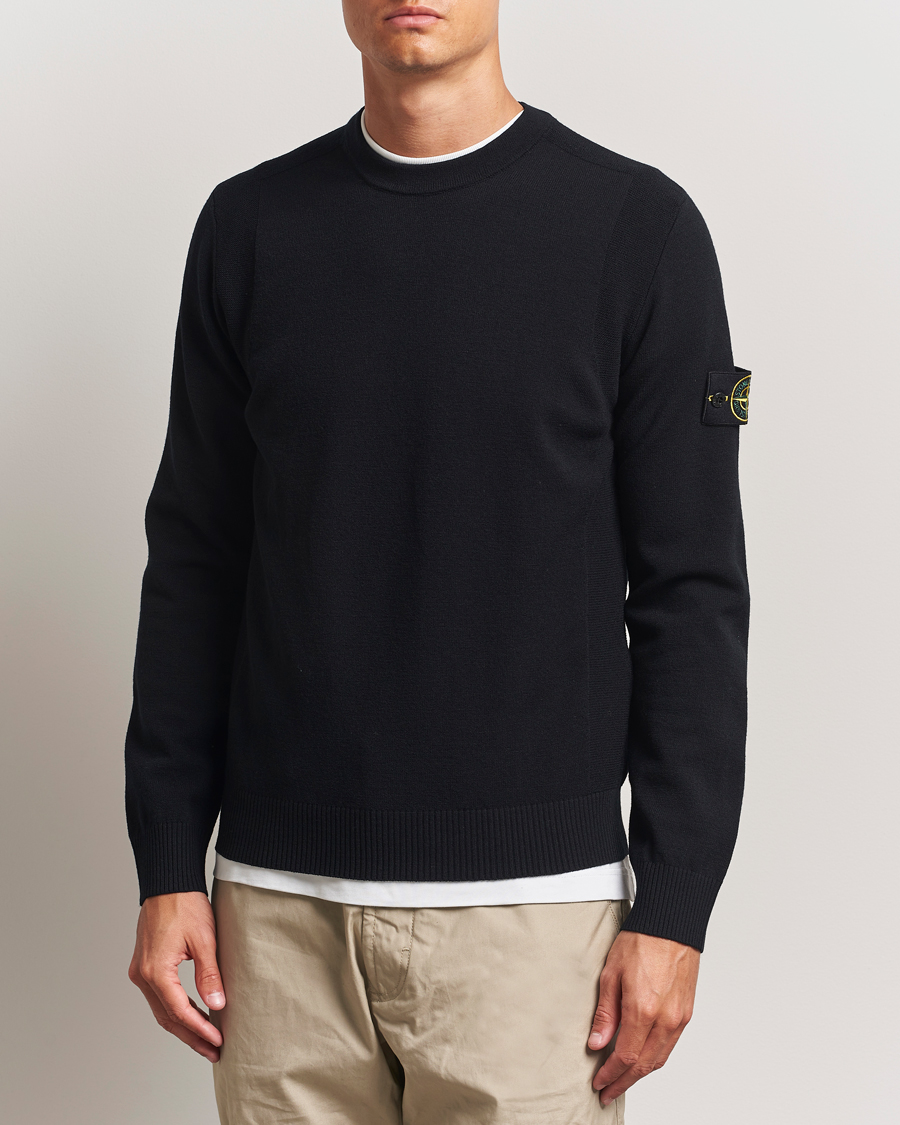 Men | Sweaters & Knitwear | Stone Island | Stretch Wool Knitted Jumper Black