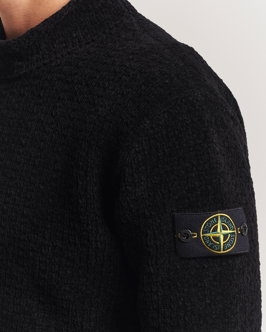 Men | Sweaters & Knitwear | Stone Island | Cotton Chenille Knitted Mock Neck Black