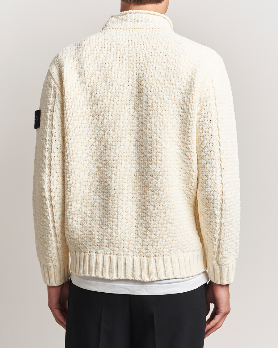 Men | Sweaters & Knitwear | Stone Island | Cotton Chenille Knitted Mock Neck Ivory