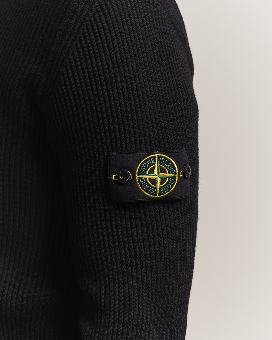 Men | Sweaters & Knitwear | Stone Island | Full Rib Wool Turtleneck Black