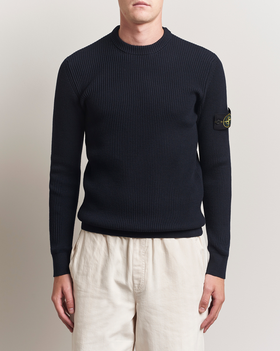 Men | Sweaters & Knitwear | Stone Island | Full Rib Crewneck Navy