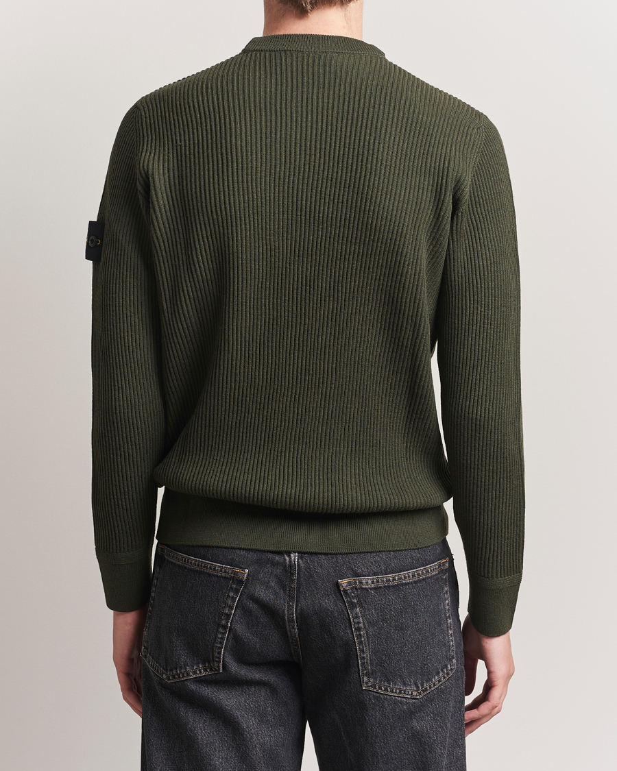 Men | Sweaters & Knitwear | Stone Island | Full Rib Crewneck Military Green