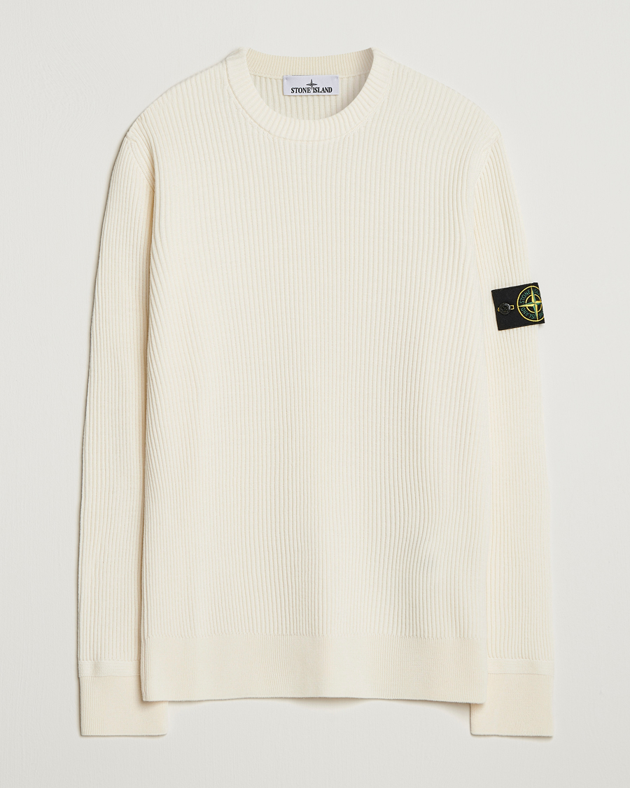 Men | Sweaters & Knitwear | Stone Island | Full Rib Crewneck Ivory