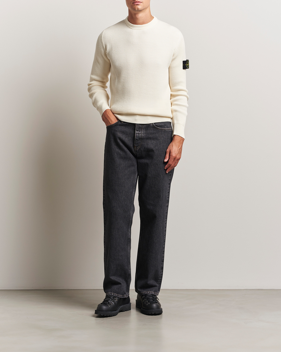 Men | Sweaters & Knitwear | Stone Island | Full Rib Crewneck Ivory