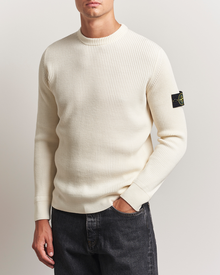 Men | Sweaters & Knitwear | Stone Island | Full Rib Crewneck Ivory