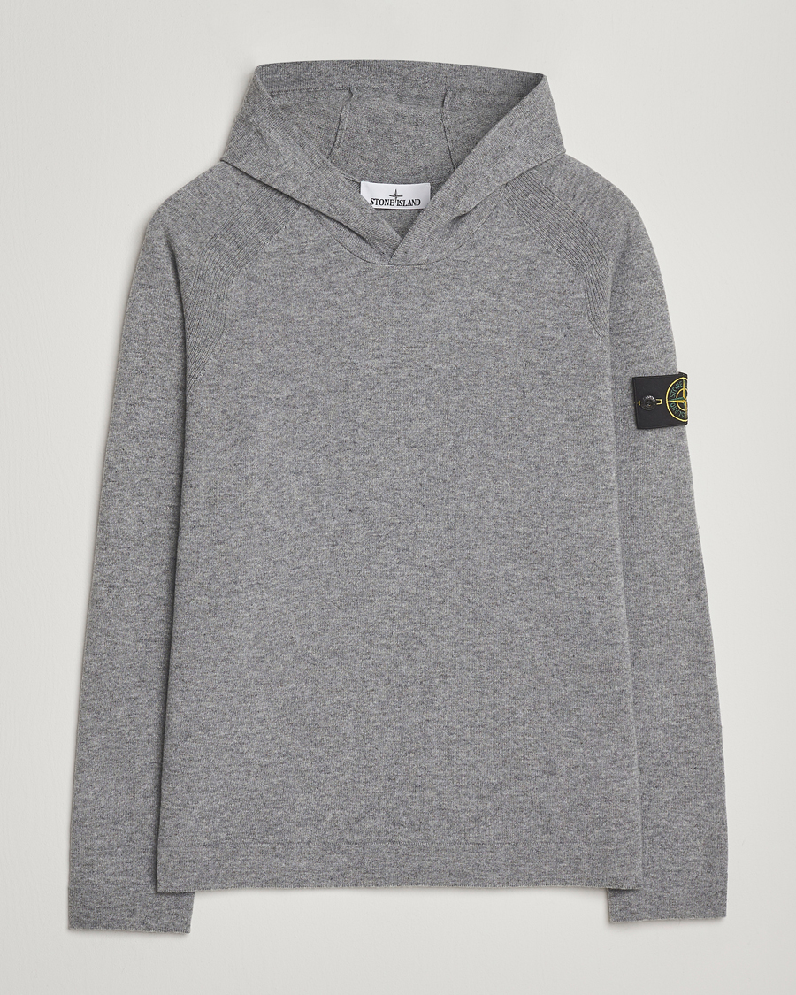 Men | Sweaters & Knitwear | Stone Island | Knitted Geelong Wool Hood Cement Melange