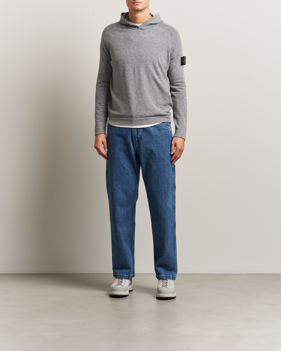 Men | Sweaters & Knitwear | Stone Island | Knitted Geelong Wool Hood Cement Melange