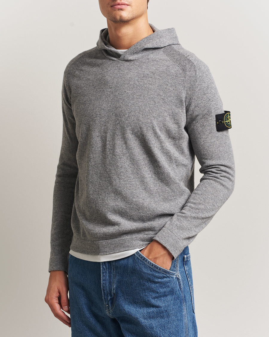 Men | Sweaters & Knitwear | Stone Island | Knitted Geelong Wool Hood Cement Melange