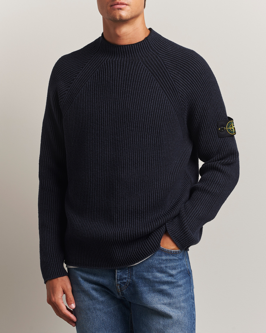 Men | Sweaters & Knitwear | Stone Island | Vanisé Full Rib Wool Crew Neck Navy