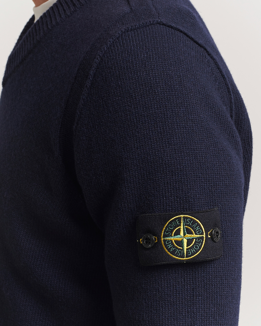 Men | Sweaters & Knitwear | Stone Island | Knitted Lambswool V-Neck Navy