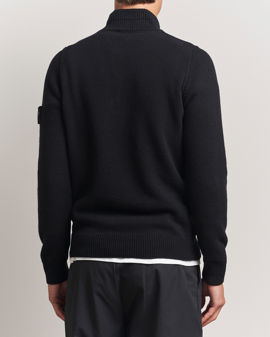 Men | Sweaters & Knitwear | Stone Island | Knitted Lambswool Half Button Zip Black