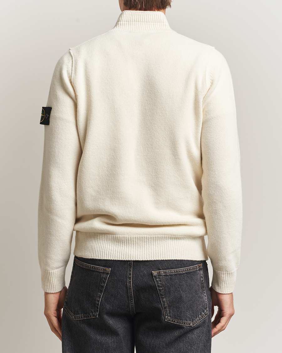 Men | Sweaters & Knitwear | Stone Island | Knitted Lambswool Half Button Zip Ivory