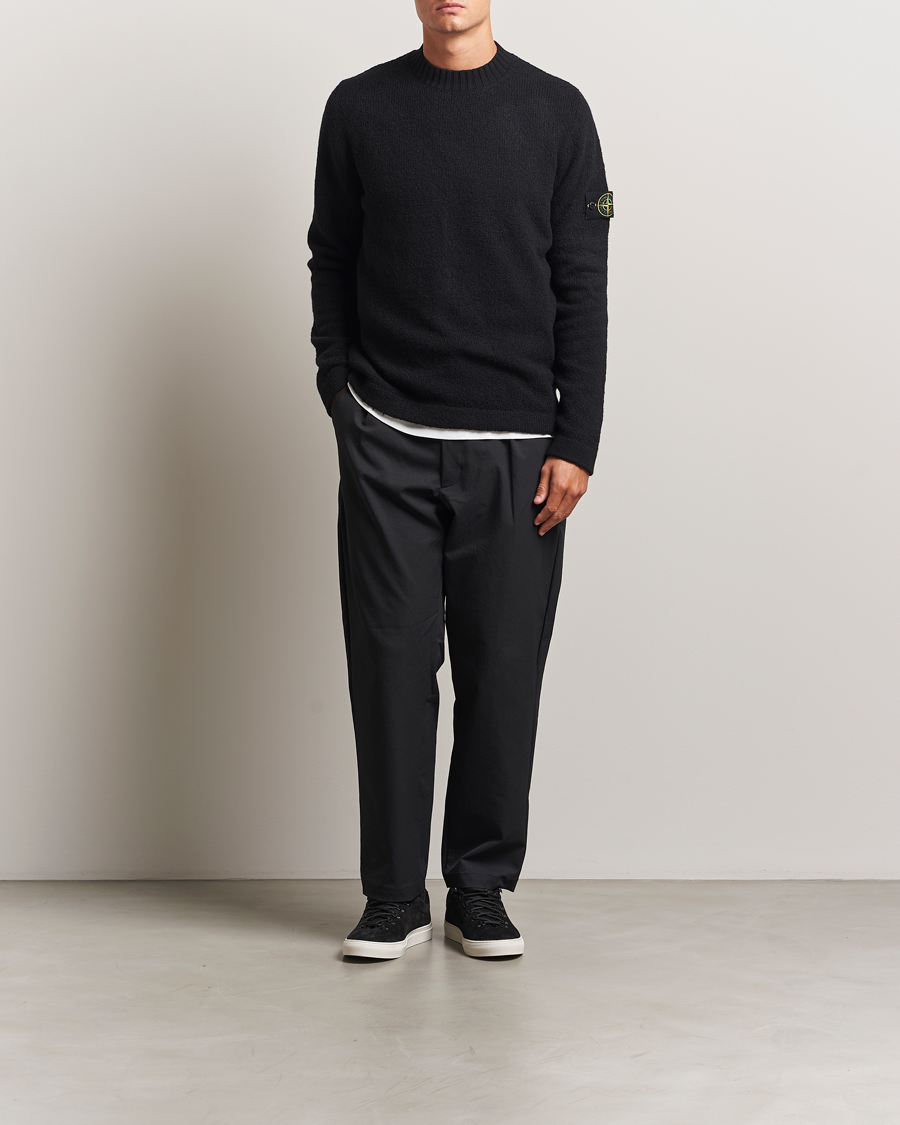 Men | Sweaters & Knitwear | Stone Island | Brushed Knitted Wool Crew Neck Black