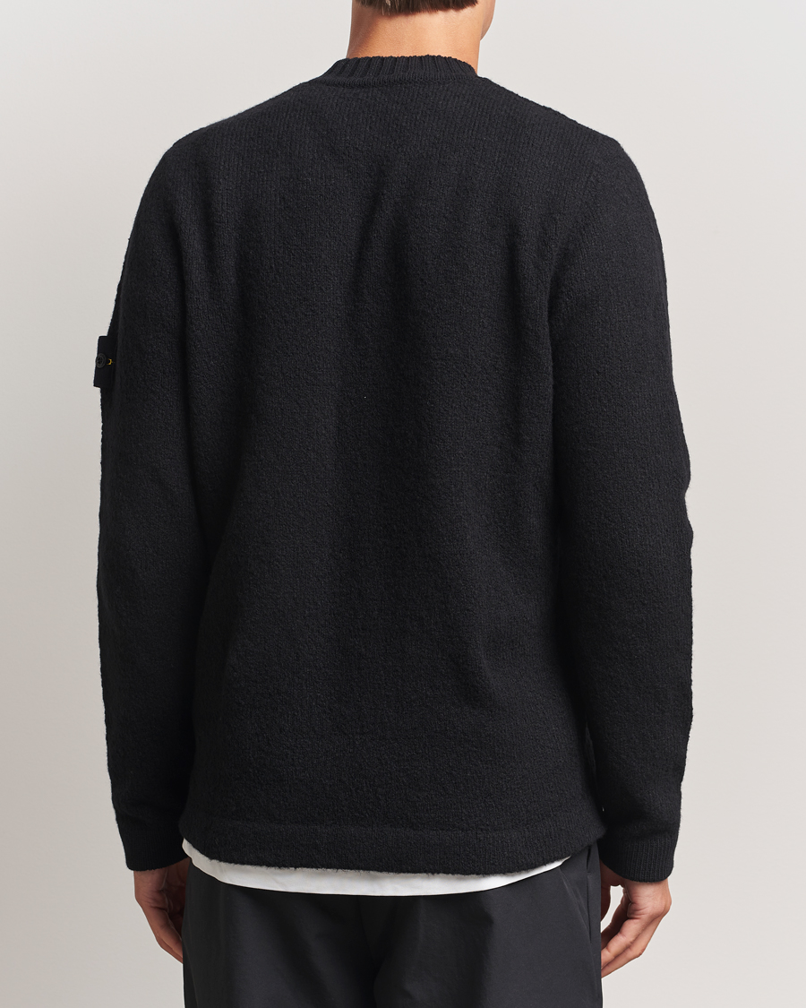 Men | Sweaters & Knitwear | Stone Island | Brushed Knitted Wool Crew Neck Black