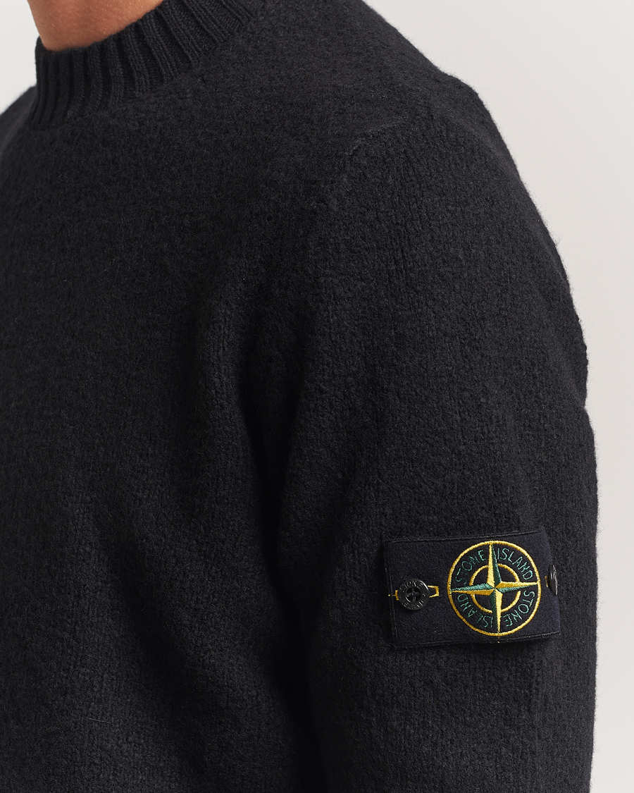 Men | Sweaters & Knitwear | Stone Island | Brushed Knitted Wool Crew Neck Black
