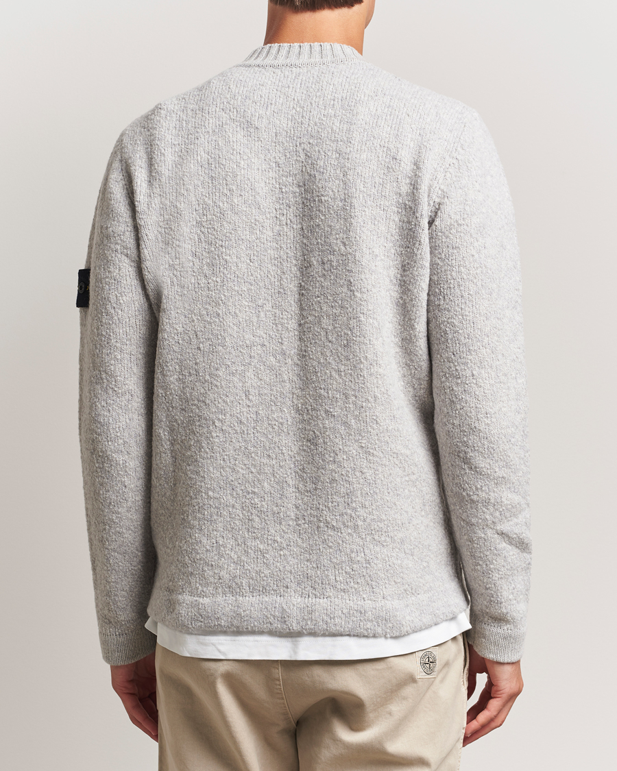 Men | Sweaters & Knitwear | Stone Island | Brushed Knitted Wool Crew Neck Grey Melange