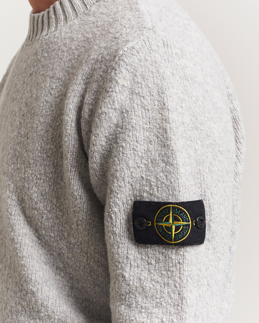 Men | Sweaters & Knitwear | Stone Island | Brushed Knitted Wool Crew Neck Grey Melange