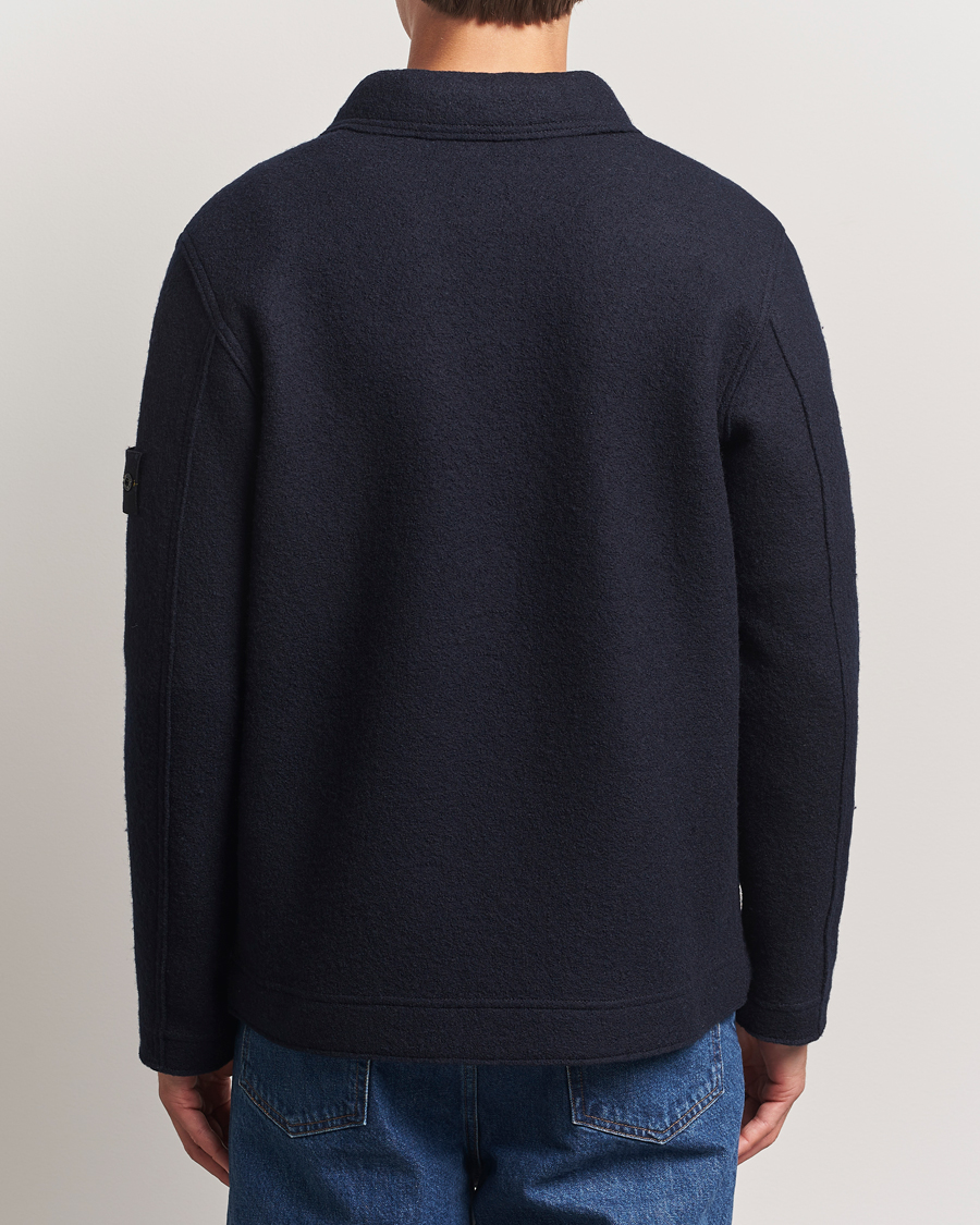 Men | Shirts | Stone Island | Felted Wool Overshirt Navy