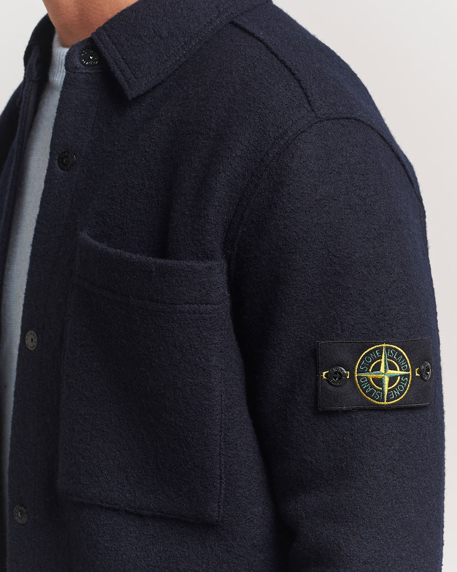Men | Shirts | Stone Island | Felted Wool Overshirt Navy