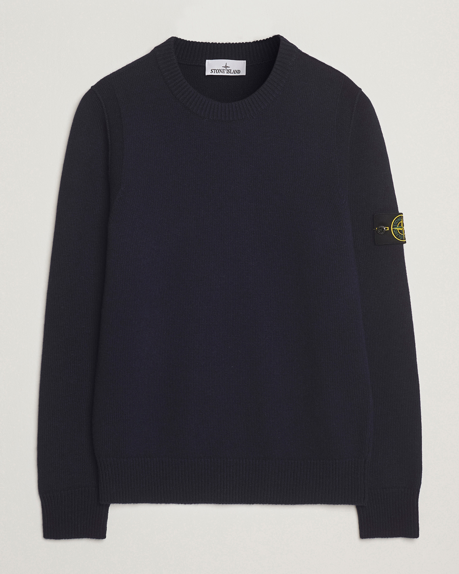 Men | Sweaters & Knitwear | Stone Island | Knitted Lambswool Crew Neck Navy