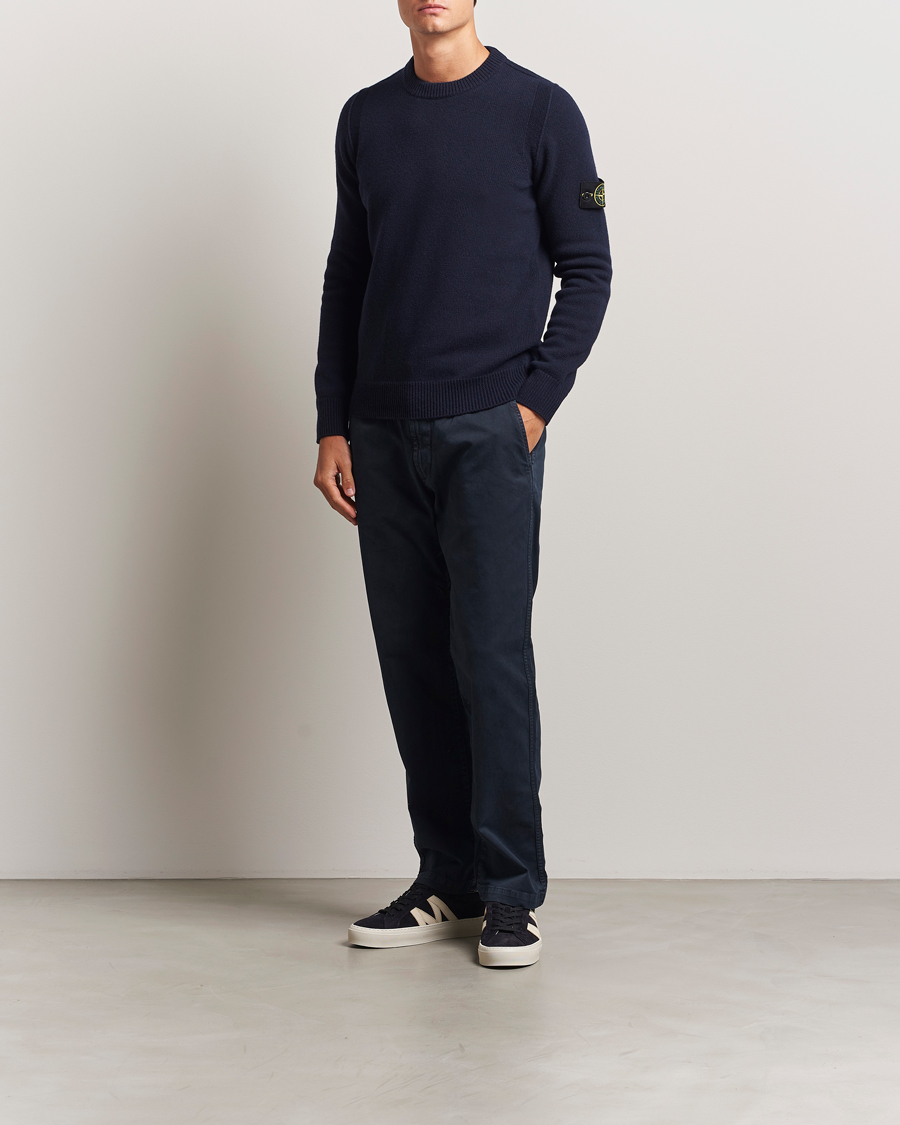 Men | Sweaters & Knitwear | Stone Island | Knitted Lambswool Crew Neck Navy