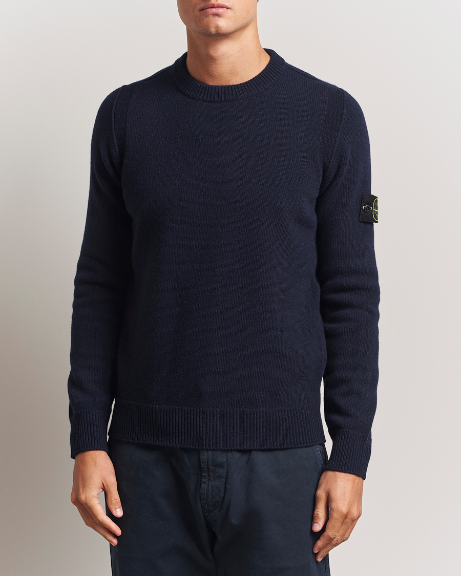 Men | Sweaters & Knitwear | Stone Island | Knitted Lambswool Crew Neck Navy