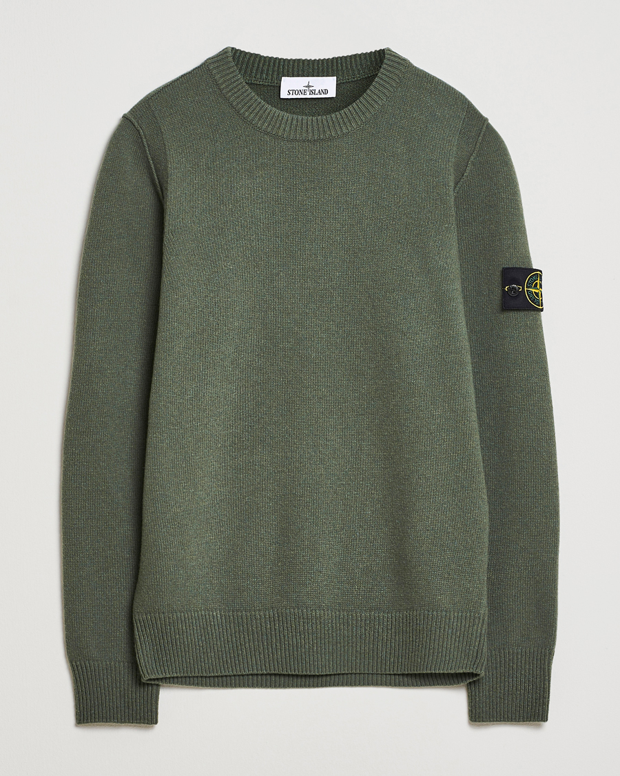 Men | Sweaters & Knitwear | Stone Island | Knitted Lambswool Crew Neck Military Green