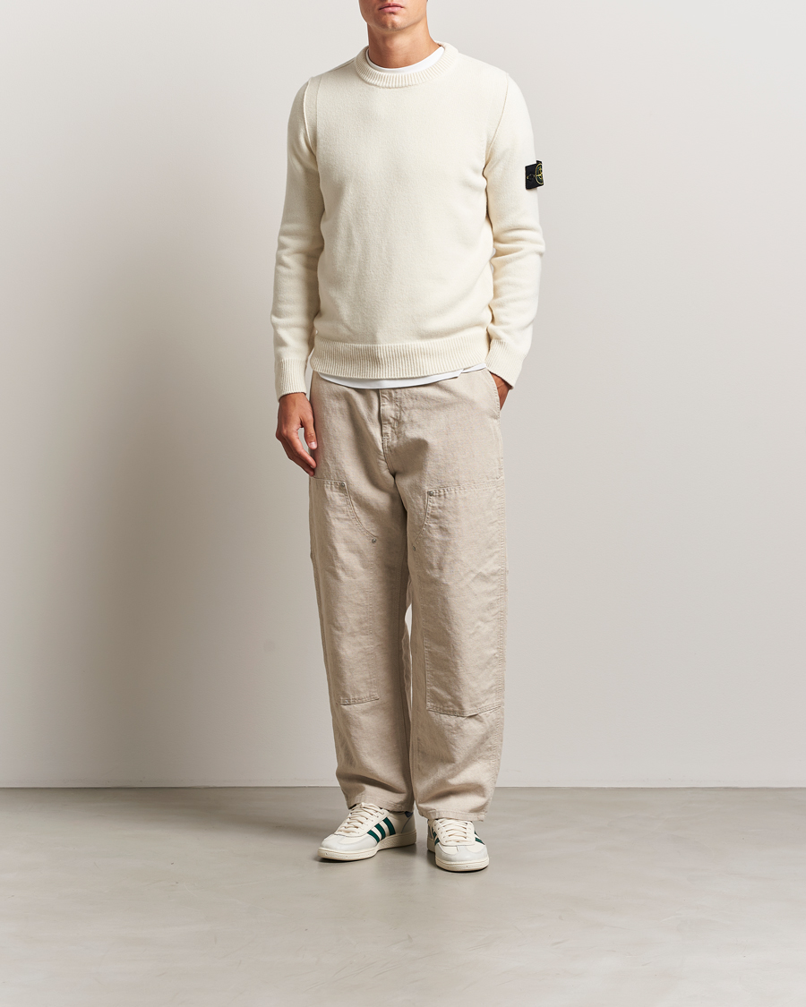 Men | Sweaters & Knitwear | Stone Island | Knitted Lambswool Crew Neck Ivory
