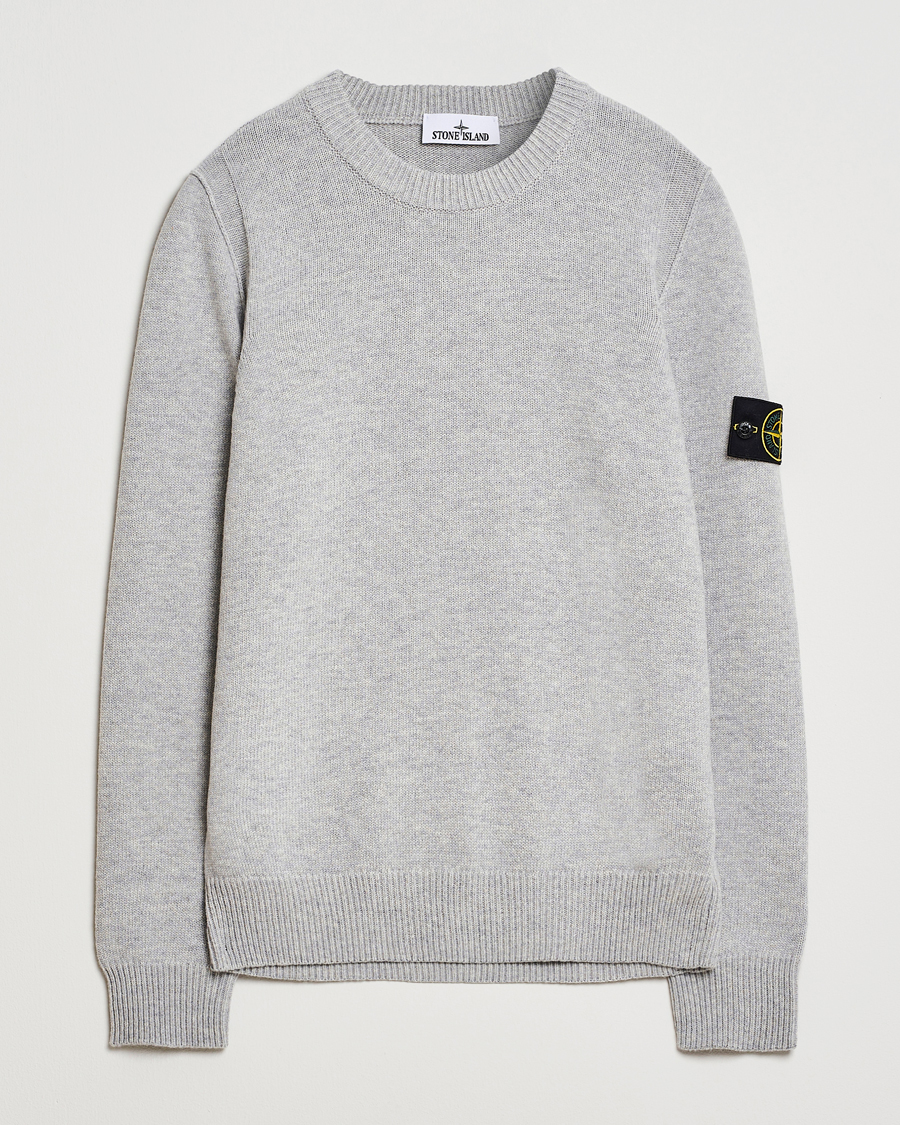 Men | Sweaters & Knitwear | Stone Island | Knitted Lambswool Crew Neck Grey Melange