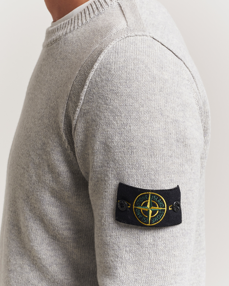 Men | Sweaters & Knitwear | Stone Island | Knitted Lambswool Crew Neck Grey Melange