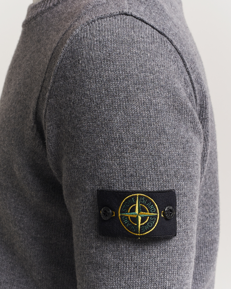 Men | Sweaters & Knitwear | Stone Island | Knitted Lambswool Crew Neck Cement Melange
