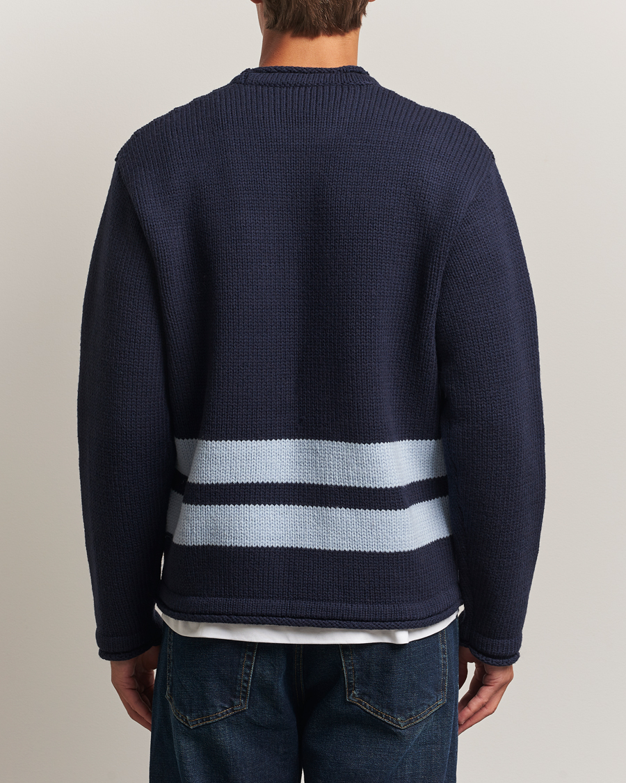 Men | Sweaters & Knitwear | Stone Island | Marina Knitted Wool Contrast Crew Neck Navy