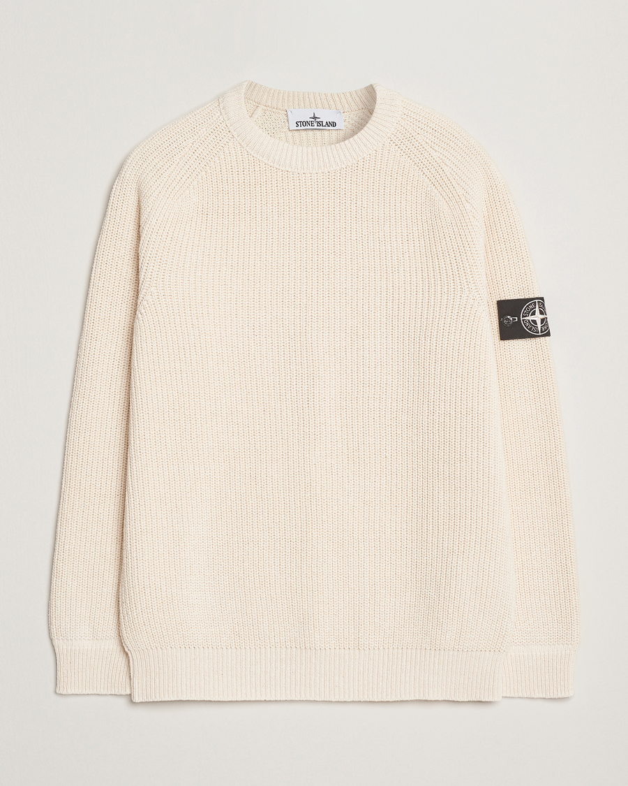 Men | Sweaters & Knitwear | Stone Island | RAW Cotton Popcorn Stitch Crew Neck Ivory