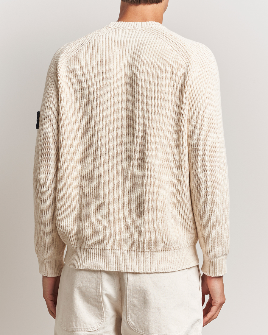 Men | Sweaters & Knitwear | Stone Island | RAW Cotton Popcorn Stitch Crew Neck Ivory
