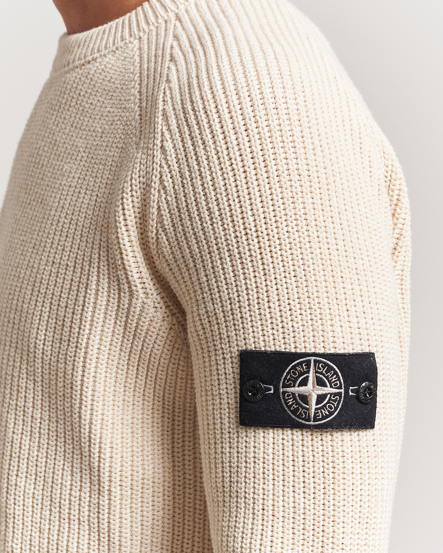 Men | Sweaters & Knitwear | Stone Island | RAW Cotton Popcorn Stitch Crew Neck Ivory