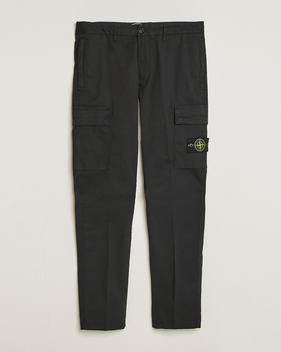 Men | Trousers | Stone Island | Supima Cotton Stretch Cargo Trousers Black