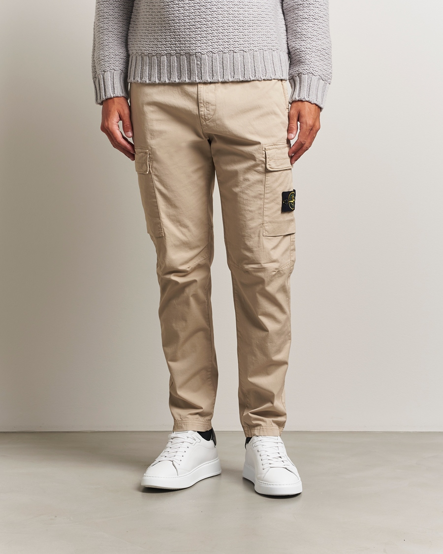 Men | Trousers | Stone Island | Supima Cotton Stretch Cargo Trousers Desert