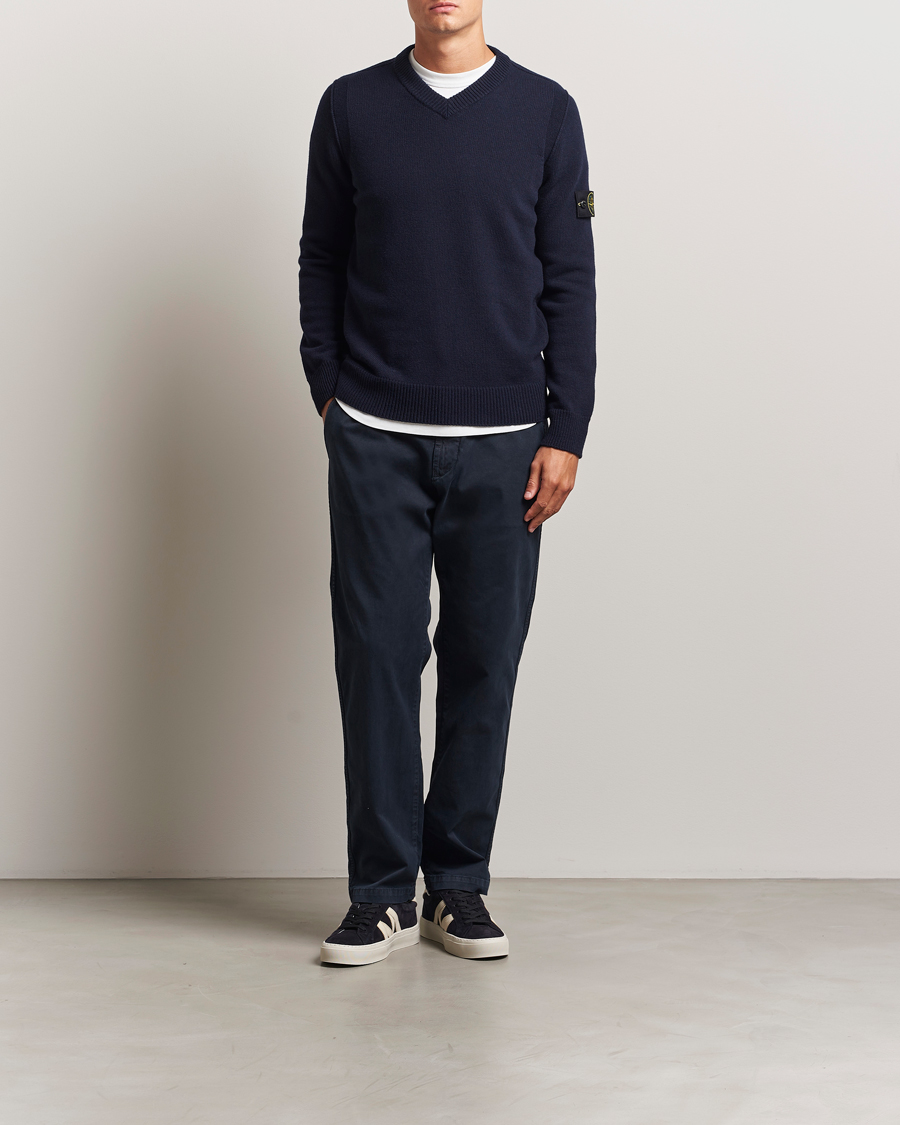 Men | Trousers | Stone Island | Cotton Twill Stretch Chino Navy