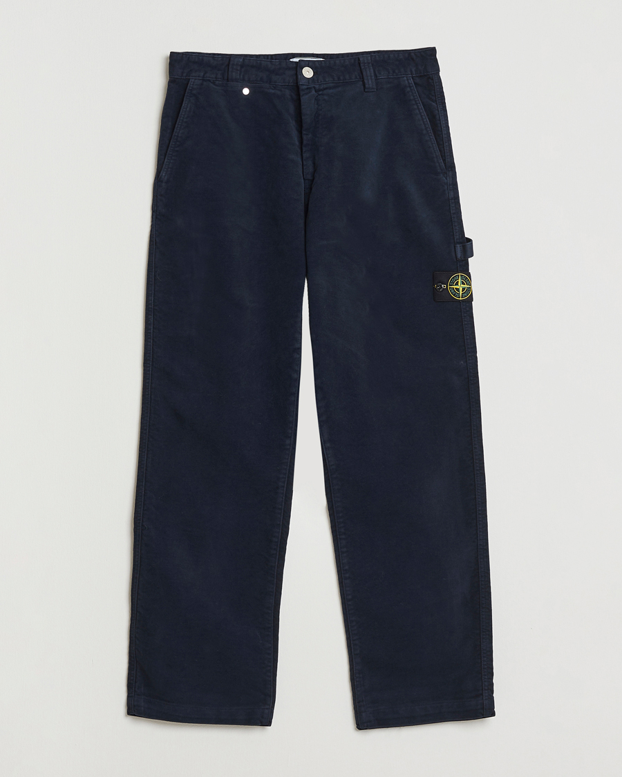 Men | Trousers | Stone Island | Cotton Moleskin Trousers Navy