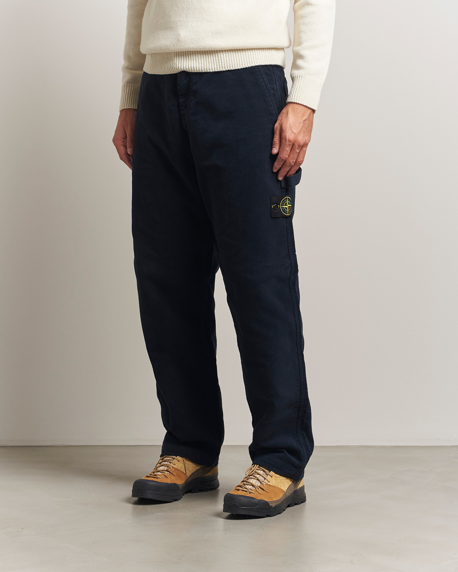 Men | Trousers | Stone Island | Cotton Moleskin Trousers Navy