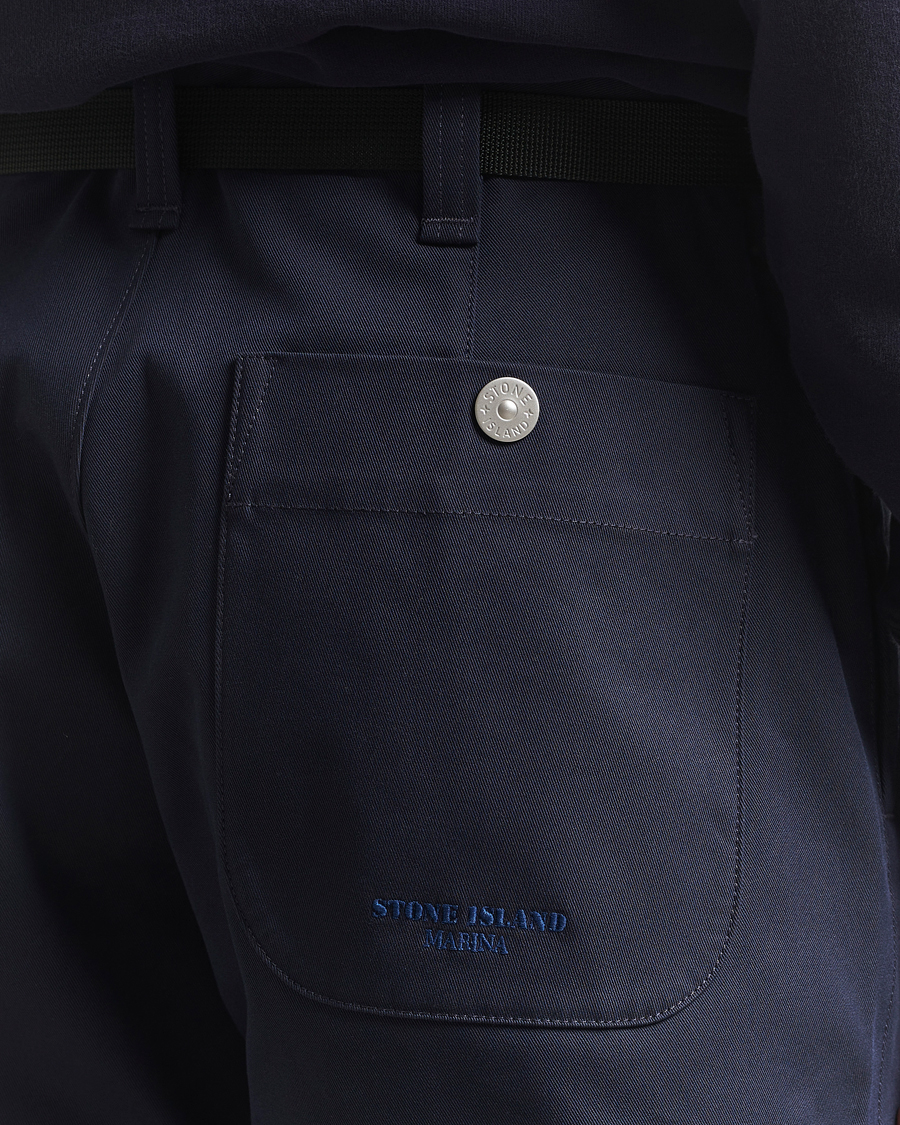 Men | Trousers | Stone Island | Marina Yard Dyed Stretch Gabardine Trousers Navy