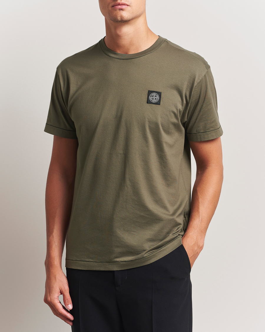 Men | T-Shirts | Stone Island | Garment Dyed Cotton Jersey T-Shirt Military Green