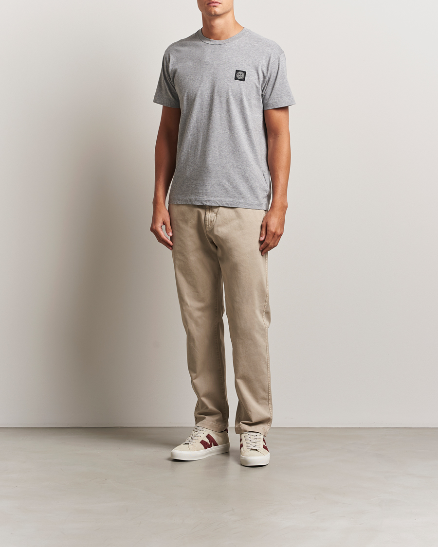 Men | T-Shirts | Stone Island | Garment Dyed Cotton Jersey T-Shirt Grey Melange
