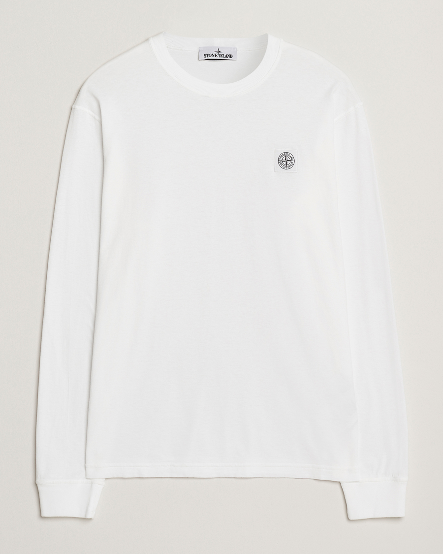 Men | T-Shirts | Stone Island | Long Sleeve Garment Dyed Cotton Jersey T-Shirt White